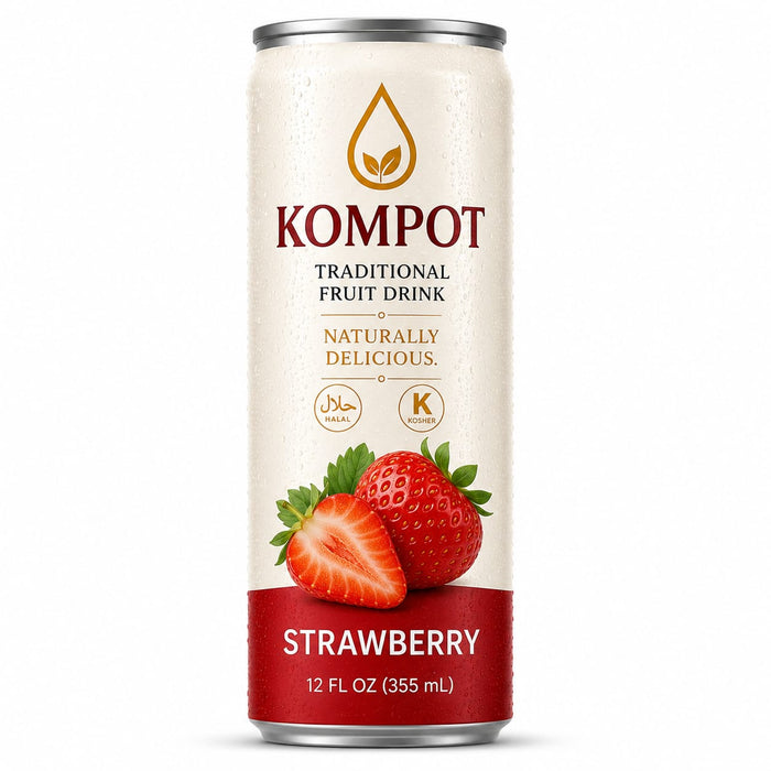 Strawberry Kompot Traditional Fruit Drink – 12 fl oz (15 Pack)