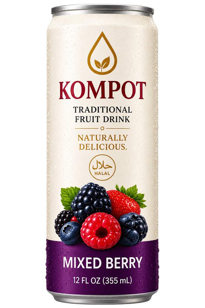 Mixed Berry Kompot Traditional NON alcohol Fruit Drink – 12 fl oz (15 Pack)
